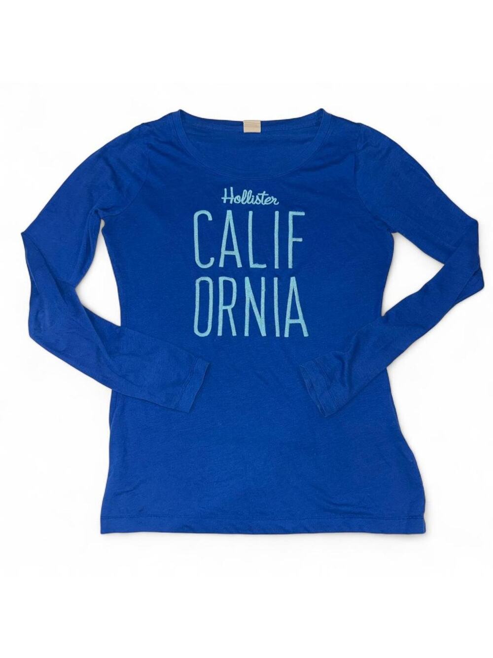 Hollister Long Sleeve Tee Size Large Blue Y2K 2010s California Beach Preppy